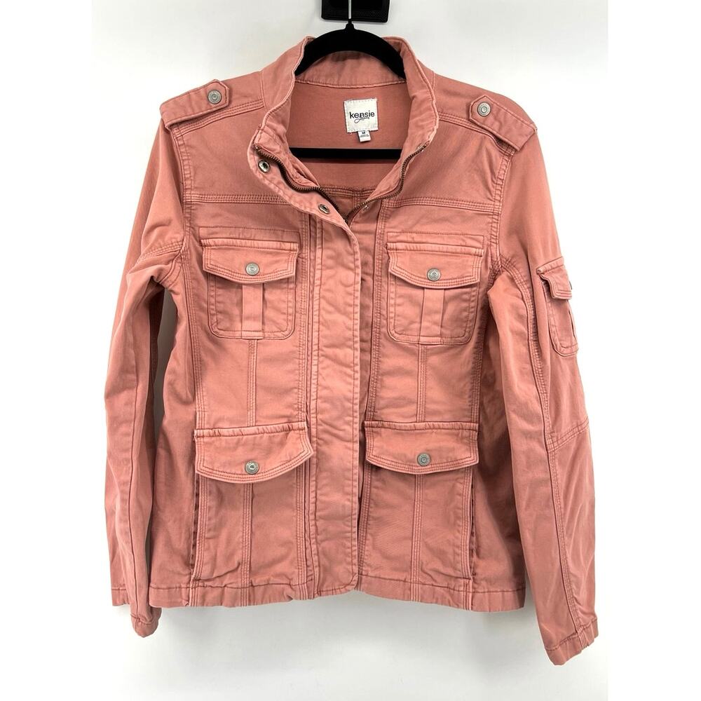 Kensie Military Style Cargo Jacket in a Dusty Pink Women's M